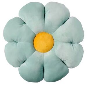 🌼 Aqua/Yellow Flower Decorative Pillow, 16" x 11.5" 🌼